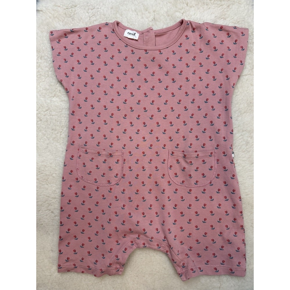 Oeuf Baby Floral Romper 18M Organic Cotton Tulip Print One Piece Cottagecore